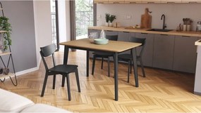 РОКСИ Естествен дъб/черна рамка - ДЪРВЕНА ПРАВОЪГЪЛНА МАСА 120x80 см РЕТРО ЗА КУХНЯ/ ТРАПЕЗАПИЯ