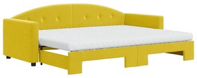 3197323 vidaXL Канапе с изтеглящо легло и матраци жълто 80x200 см кадифе