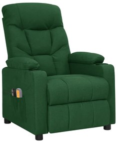 3098833 vidaXL Електрически масажен стол, тъмнозелен, текстил