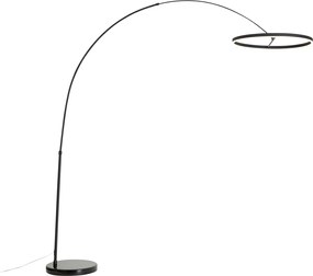 Дизайнерска дъгова подова лампа черна с LED 3-степенно димиране - Anello