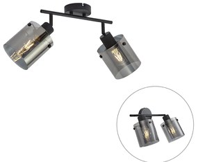 Дизайнерски плафон черен с димно стъкло 2 светлини - Domo