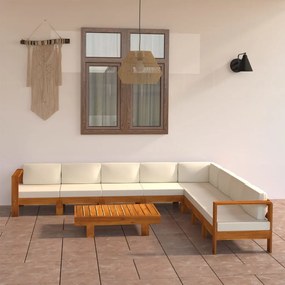3057943 vidaXL Градински комплект с възглавници, 9 части, 100x60 см, акациево дърво