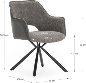 Сиви тапицирани трапезни столове в комплект с подлакътници 2 бр. Mariel – Marckeric