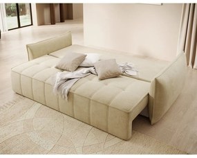 Бежов кадифен сгъваем/с място за съхранение диван 242 cm Weltton – ELTAP