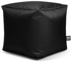Черен детски пуф от изкуствена кожа Cube M – So Soft?