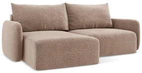 Светлокафяв разтегателен ъглов диван с място за съхранение (ляв ъгъл) Kalena – Makamii