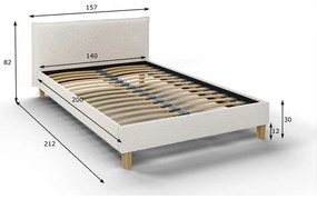 Кремаво тапицирано двойно легло с решетка 140x200 cm Tina - Ropez