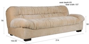 Бежов кадифен диван 214 cm Douglas – Dutchbone