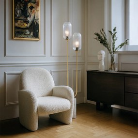 Подова лампа в стил арт деко месинг с прозрачно стъкло 2-светлина - Rid