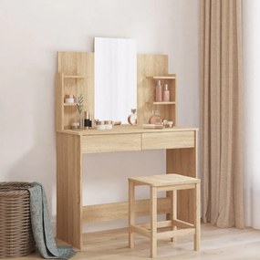 837576 vidaXL Тоалетка с огледало, дъб сонома, 96x39x142 см