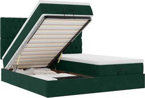 3314636 vidaXL Османска легло с матраци и LED, тъмнозелено, 160x200 см, кадифе