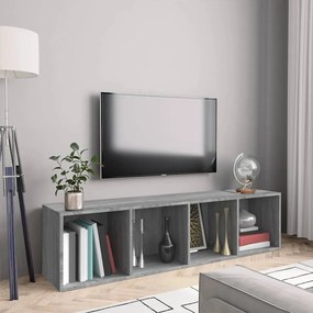 815271 vidaXL Шкаф за книги/ТВ шкаф сив сонома 143x30x36 см инженерно дърво