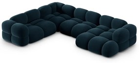 Тъмносин кадифен ъглов диван (ляв ъгъл/U форма) Loretto – Cosmopolitan Design