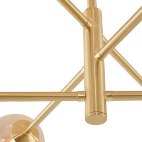 Модерна таванна лампа месинг с кехлибарено стъкло 6 светлини - Ryan