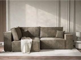 Кафяв шенилов сгъваем/с място за съхранение ъглов диван (ляв ъгъл/L форма) Tonga – Maison de Rêve