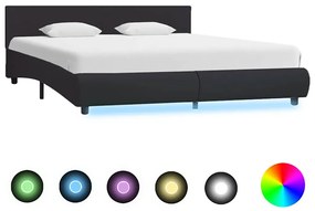 285484 vidaXL Рамка за легло с LED, черна, изкуствена кожа, 160x200 cм