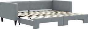 3196583 vidaXL Канапе с изтеглящо разтегателно легло светлосив 100x200 см плат