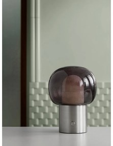 Алуминиева LED настолна лампа в сребрист цвят със стъклен абажур (височина 32 cm) Iris – Blomus