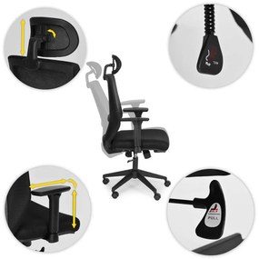 Ергономичен офис стол с дишаща облегалка и подглавник