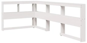 859272 vidaXL Табла за книги с L-образна, бяла, 100 см, масивно дърво бор