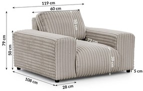 Светлосиво кресло от рипсено кадифе Justin – Ropez