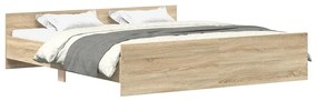 3203763 vidaXL Рамка за легло с горна и долна табла, сонома дъб, 160x200 см