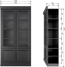 Черна витрина от масивен бор 110x215x44 cm Organize – WOOOD