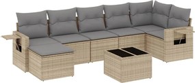 3220488 vidaXL Градински диван с възглавници, 8 части, бежов полиратан