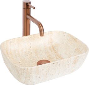 Умивалник за плот Rea BELINDA MINI TRAVERTINE MATT