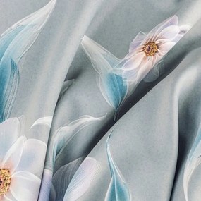 Сива затъмняваща завеса с принт на цветя Ширина: 140 см | Дължина: 270 см