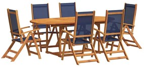 3279301 vidaXL Градински трапезен комплект, 7 части, акация масив и textilene