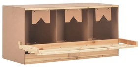 170656 vidaXL Пилешка гнездилка, 3 отделения, 96x40x45 см, бор масив