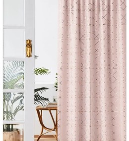 Елегантна завеса в розова пудра с деликатен златист десен 140x260 см