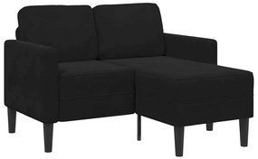 4107073 vidaXL Двуместен диван с шезлонг Г-образен черен 125 cm кадифе