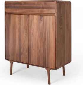 Кафяв скрин от масивен орех 90x110x45 cm Fawn – Gazzda