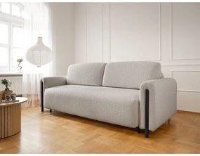 Сиво-бежов сгъваем/с място за съхранение диван от прежда с примки от букле 244 cm Arcadova – ELTAP