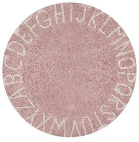 Светлорозов ръчно изработен памучен детски килим подходящ за пране ø150 cm ABC Vintage Nude – Lorena Canals