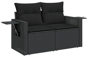 365972 vidaXL Градински диван с възглавници 2-местен черен полиратан