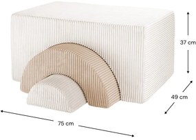 Кремаво велурено игрище от пяна 75x49x37 cm Rainbow Montessori – Wigiwama