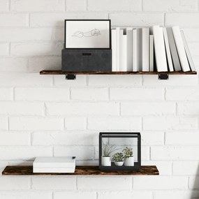838261 vidaXL Стенни рафтове 4 бр опушен дъб 80x20x1,5 см инженерно дърво