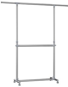 Мобилна стойка за дрехи LINEA, сребрист цвят
