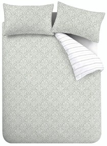 Бяло-зелено единично спално бельо от памук перкал 135x200 cm Scallop Floral – Bianca