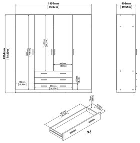 Тъмносив гардероб 196x200 cm Sprint – Tvilum