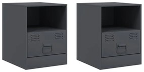 841756 vidaXL Нощни шкафчета, 2 бр, антрацит, 34,5x39х44 см, стомана
