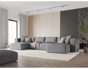 Светлосив ъглов U-образен диван Esther – Milo Casa