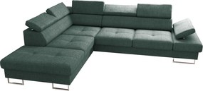 Ъглов диван Gelito-Тъмно Зелен-Ляв