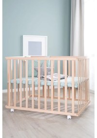 Кошара за игра с регулируема височина/на колелца 75x100 cm в естествен цвят Style – Roba