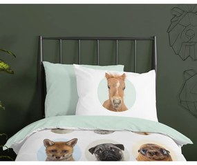 Единично удължено памучно детско спално бельо 140x220 cm Young Animals – Good Morning