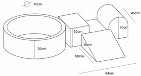 Розова кадифена катерушка от пяна 225x90x30 cm Montessori – Meowbaby