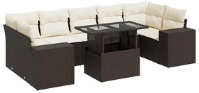 3326764 vidaXL Градински комплект с възглавници, 8 части, кафяв, полиратан